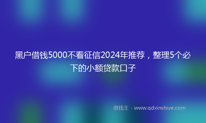 黑户借钱5000不看征信2024年推荐，整理5个必下的小额贷款口子