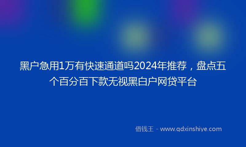 黑户急用1万有快速通道吗2024年推荐，盘点五个百分百下款无视黑白户网贷平台