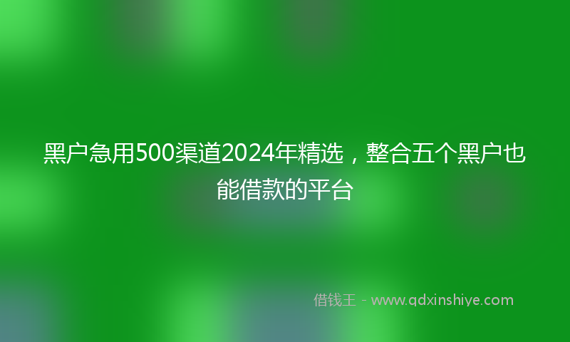 黑户急用500渠道2024年精选，整合五个黑户也能借款的平台