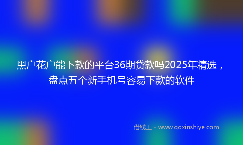 黑户花户能下款的平台36期贷款吗2025年精选，盘点五个新手机号容易下款的软件