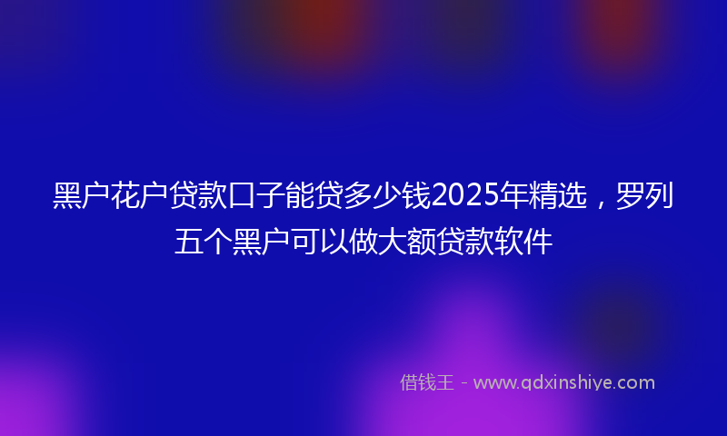 黑户花户贷款口子能贷多少钱2025年精选，罗列五个黑户可以做大额贷款软件
