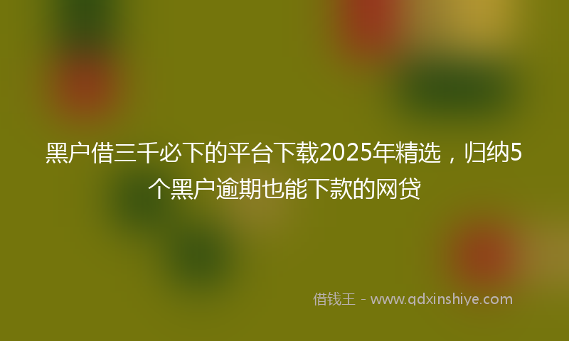 黑户借三千必下的平台下载2025年精选，归纳5个黑户逾期也能下款的网贷