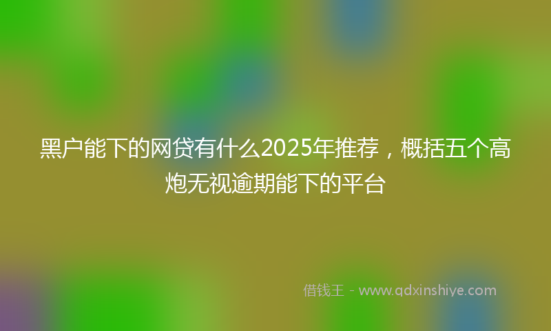黑户能下的网贷有什么2025年推荐，概括五个高炮无视逾期能下的平台