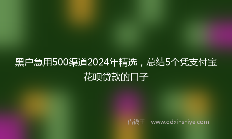 黑户急用500渠道2024年精选，总结5个凭支付宝花呗贷款的口子