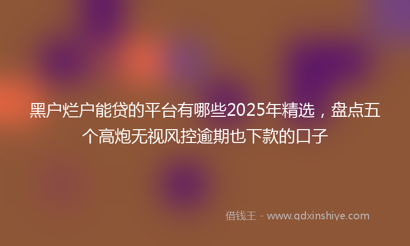 黑户烂户能贷的平台有哪些2025年精选，盘点五个高炮无视风控逾期也下款的口子