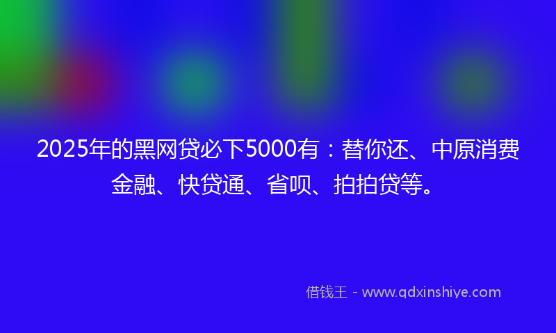 2025年的黑网贷必下5000有：替你还、中原消费金融、快贷通、省呗、拍拍贷等。