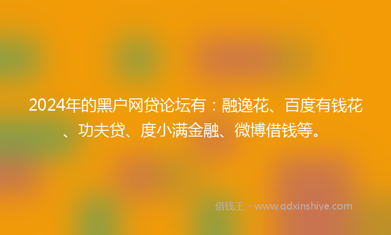 2024年的黑户网贷论坛有：融逸花、百度有钱花、功夫贷、度小满金融、微博借钱等。