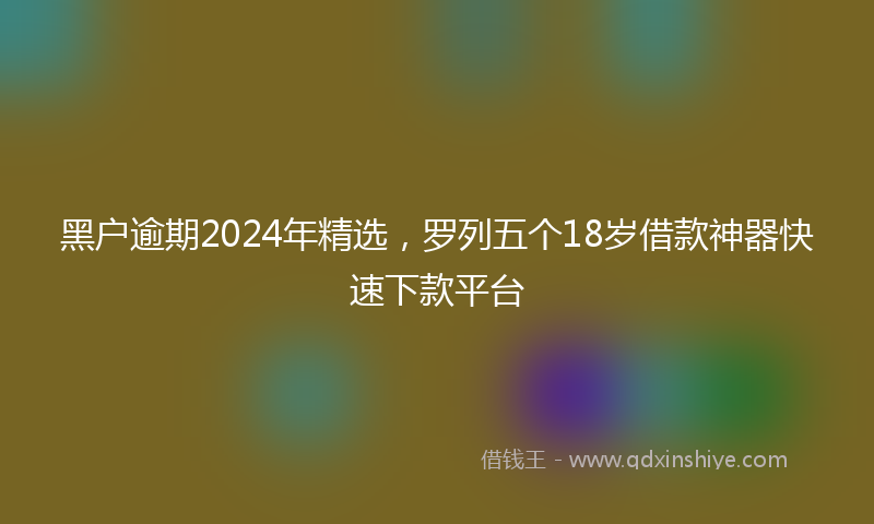 黑户逾期2024年精选，罗列五个18岁借款神器快速下款平台