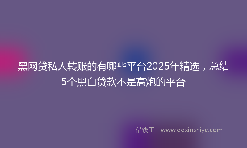 黑网贷私人转账的有哪些平台2025年精选，总结5个黑白贷款不是高炮的平台