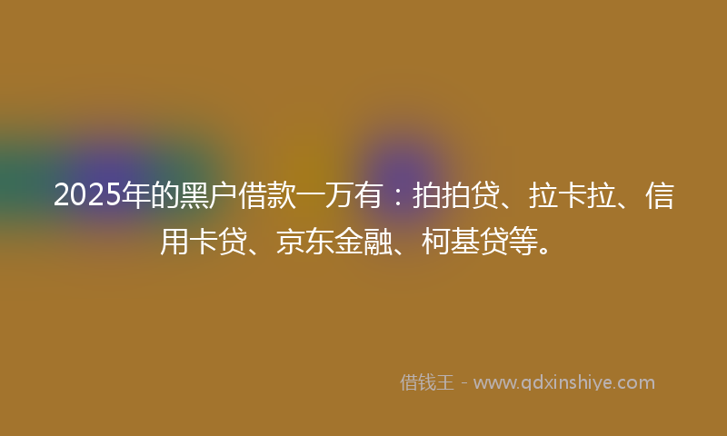 2025年的黑户借款一万有：拍拍贷、拉卡拉、信用卡贷、京东金融、柯基贷等。