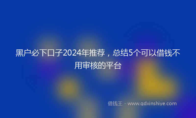 黑户必下口子2024年推荐，总结5个可以借钱不用审核的平台