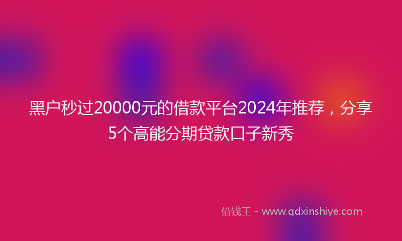 黑户秒过20000元的借款平台2024年推荐，分享5个高能分期贷款口子新秀