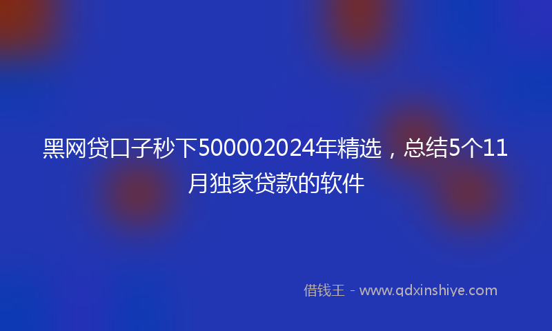 黑网贷口子秒下500002024年精选，总结5个11月独家贷款的软件