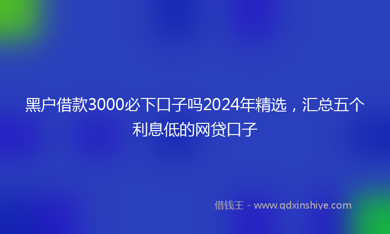 黑户借款3000必下口子吗2024年精选，汇总五个利息低的网贷口子