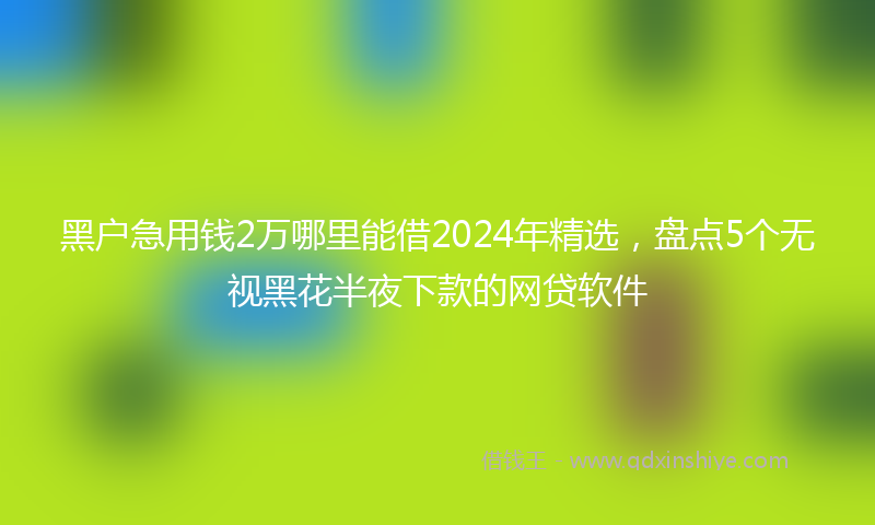 黑户急用钱2万哪里能借2024年精选，盘点5个无视黑花半夜下款的网贷软件
