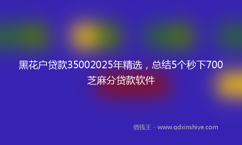 黑花户贷款35002025年精选，总结5个秒下700芝麻分贷款软件