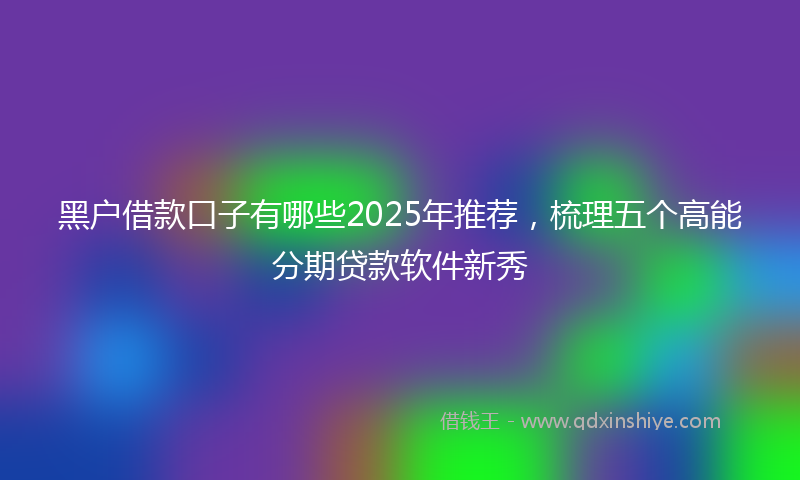 黑户借款口子有哪些2025年推荐，梳理五个高能分期贷款软件新秀