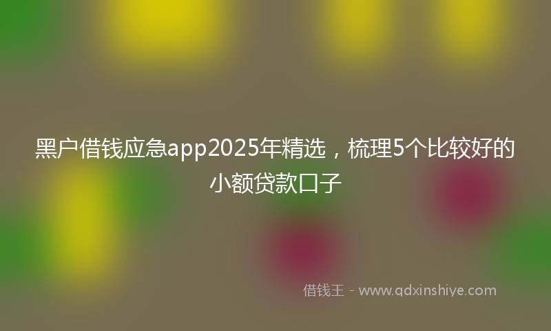 黑户借钱应急app2025年精选，梳理5个比较好的小额贷款口子