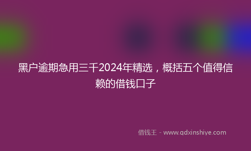 黑户逾期急用三千2024年精选，概括五个值得信赖的借钱口子