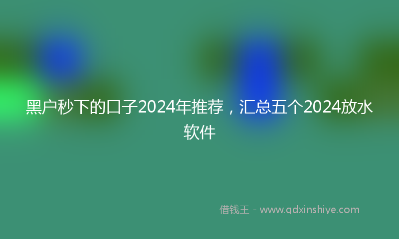 黑户秒下的口子2024年推荐，汇总五个2024放水软件
