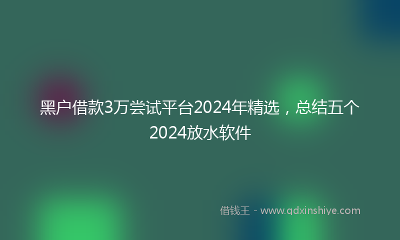 黑户借款3万尝试平台2024年精选，总结五个2024放水软件
