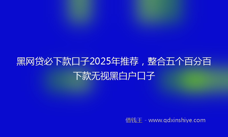 黑网贷必下款口子2025年推荐，整合五个百分百下款无视黑白户口子