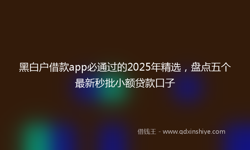 黑白户借款app必通过的2025年精选，盘点五个最新秒批小额贷款口子