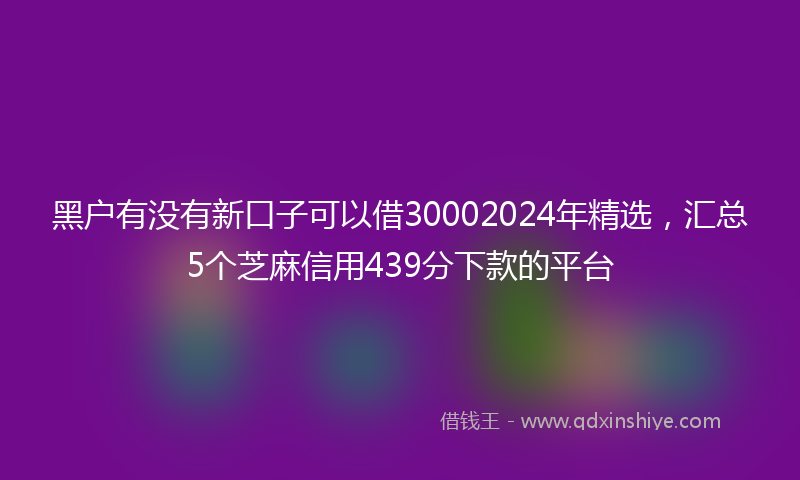 黑户有没有新口子可以借30002024年精选，汇总5个芝麻信用439分下款的平台