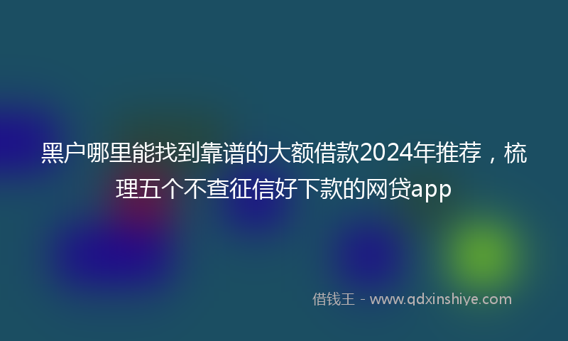黑户哪里能找到靠谱的大额借款2024年推荐，梳理五个不查征信好下款的网贷app