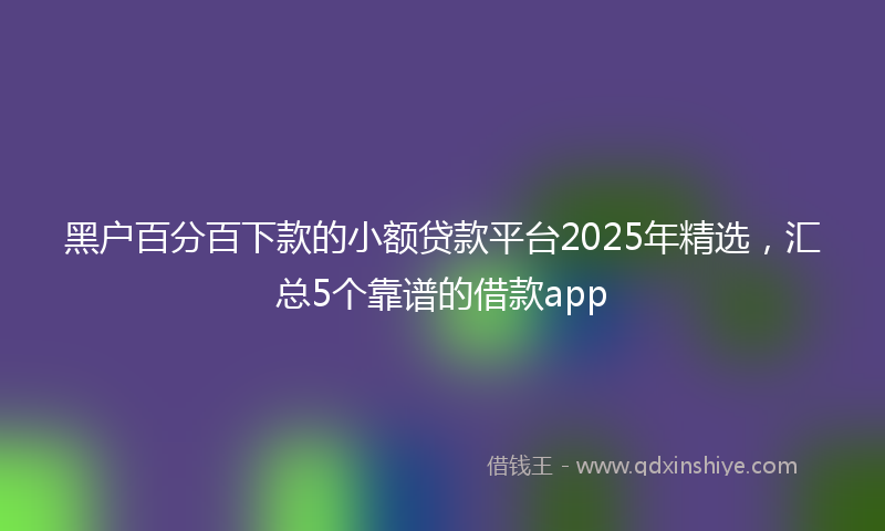 黑户百分百下款的小额贷款平台2025年精选，汇总5个靠谱的借款app