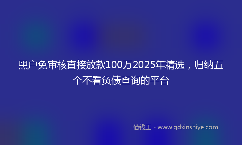 黑户免审核直接放款100万2025年精选，归纳五个不看负债查询的平台
