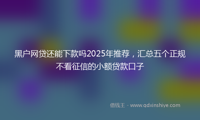黑户网贷还能下款吗2025年推荐，汇总五个正规不看征信的小额贷款口子