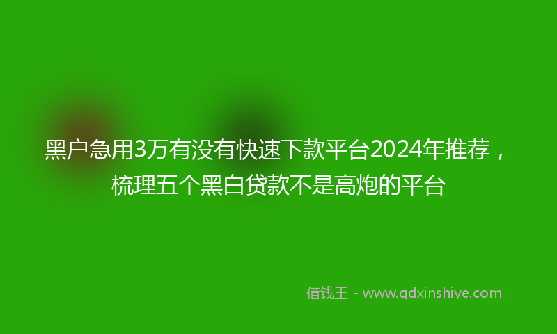 黑户急用3万有没有快速下款平台2024年推荐，梳理五个黑白贷款不是高炮的平台