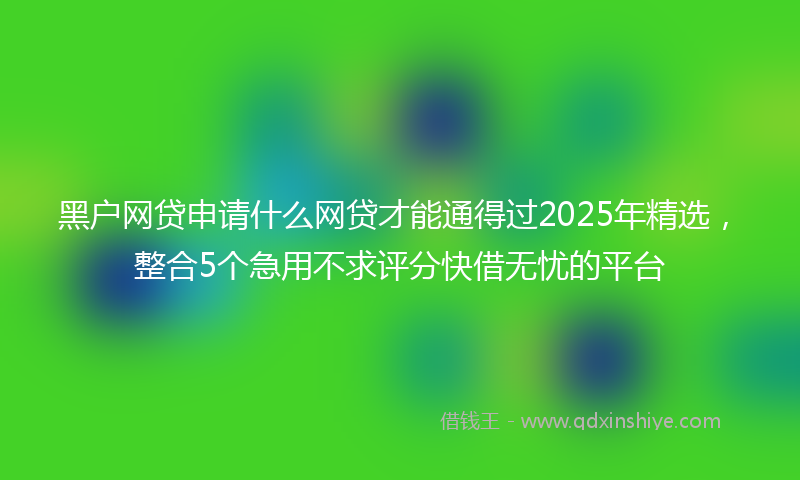 黑户网贷申请什么网贷才能通得过2025年精选，整合5个急用不求评分快借无忧的平台