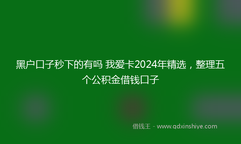 黑户口子秒下的有吗 我爱卡2024年精选，整理五个公积金借钱口子