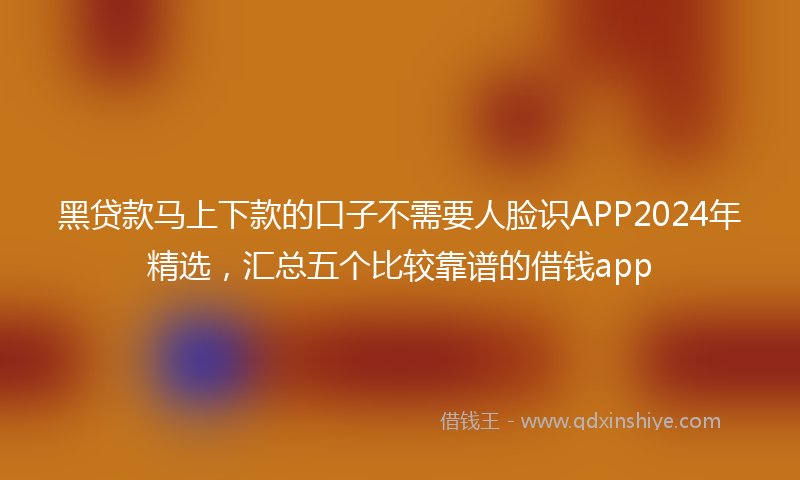 黑贷款马上下款的口子不需要人脸识APP2024年精选，汇总五个比较靠谱的借钱app
