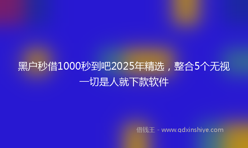 黑户秒借1000秒到吧2025年精选，整合5个无视一切是人就下款软件