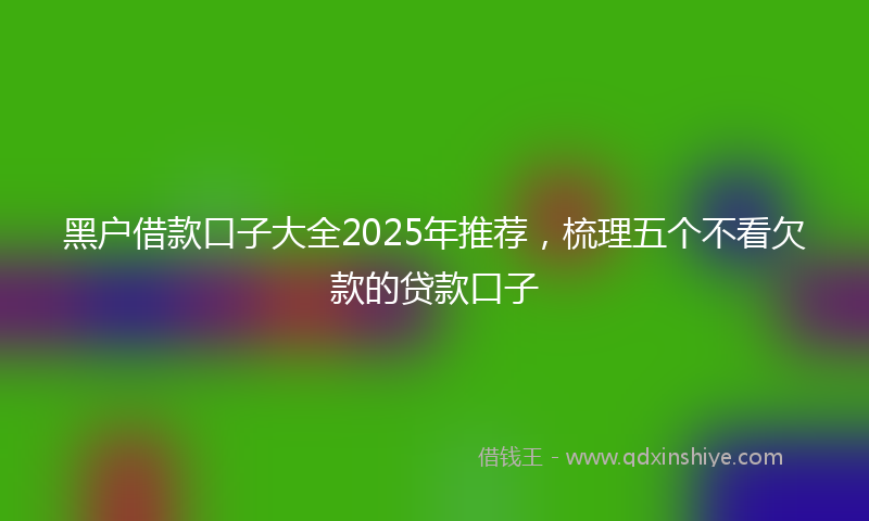 黑户借款口子大全2025年推荐，梳理五个不看欠款的贷款口子