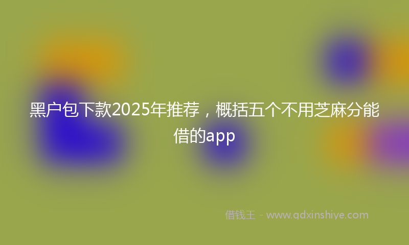 黑户包下款2025年推荐，概括五个不用芝麻分能借的app
