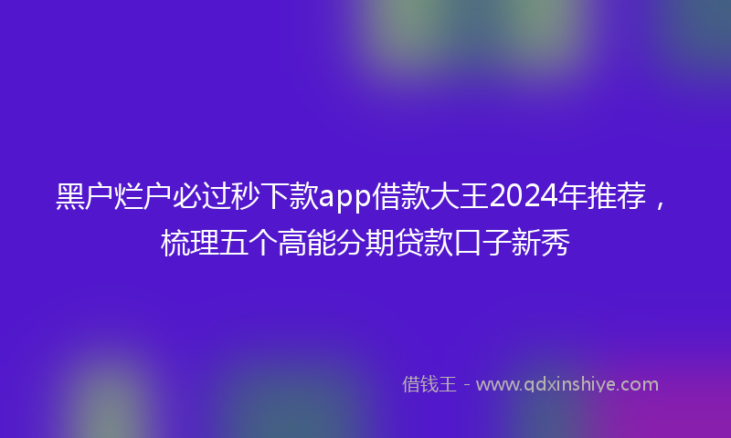 黑户烂户必过秒下款app借款大王2024年推荐，梳理五个高能分期贷款口子新秀