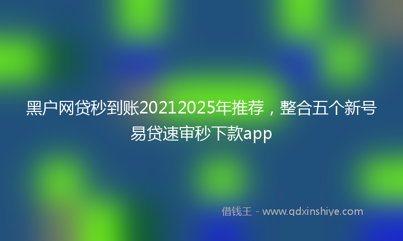 黑户网贷秒到账20212025年推荐，整合五个新号易贷速审秒下款app
