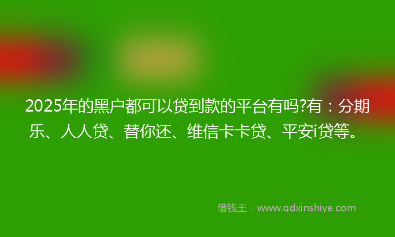 2025年的黑户都可以贷到款的平台有吗?有：分期乐、人人贷、替你还、维信卡卡贷、平安i贷等。