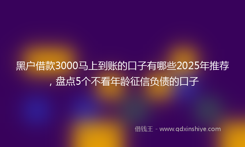 黑户借款3000马上到账的口子有哪些2025年推荐，盘点5个不看年龄征信负债的口子