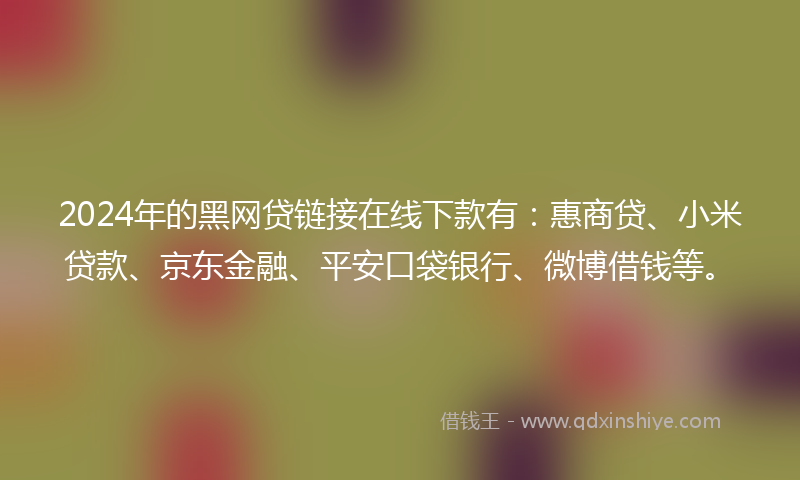 2024年的黑网贷链接在线下款有：惠商贷、小米贷款、京东金融、平安口袋银行、微博借钱等。