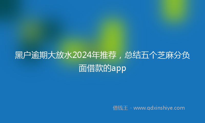 黑户逾期大放水2024年推荐，总结五个芝麻分负面借款的app