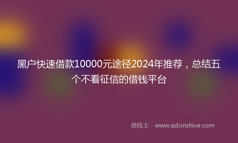黑户快速借款10000元途径2024年推荐，总结五个不看征信的借钱平台