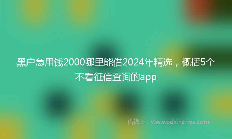 黑户急用钱2000哪里能借2024年精选，概括5个不看征信查询的app