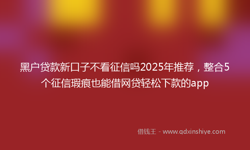 黑户贷款新口子不看征信吗2025年推荐，整合5个征信瑕疵也能借网贷轻松下款的app