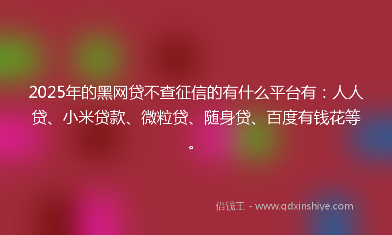 2025年的黑网贷不查征信的有什么平台有：人人贷、小米贷款、微粒贷、随身贷、百度有钱花等。