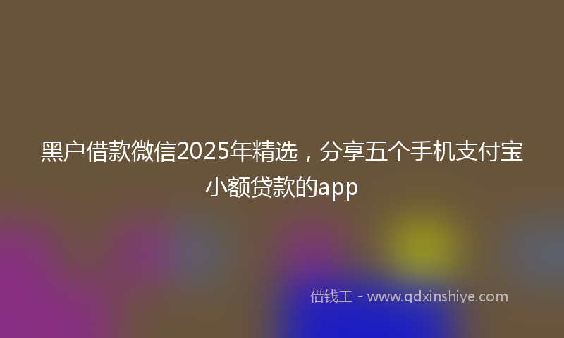 黑户借款微信2025年精选，分享五个手机支付宝小额贷款的app